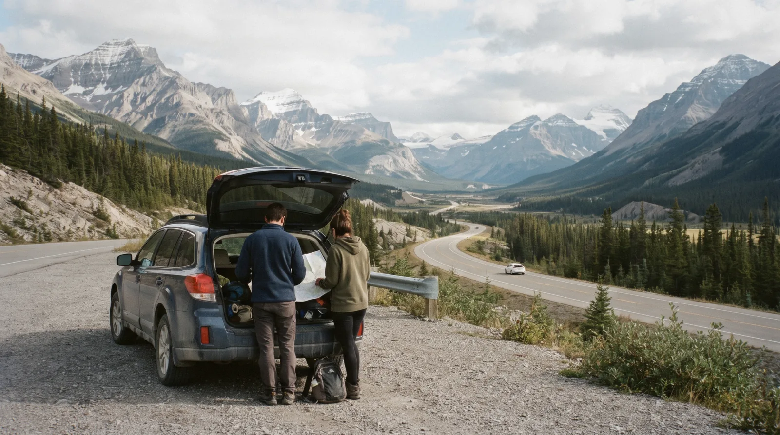 Day trips from Banff lead west past peaks, turquoise lakes and the long road of the Icefields Parkway