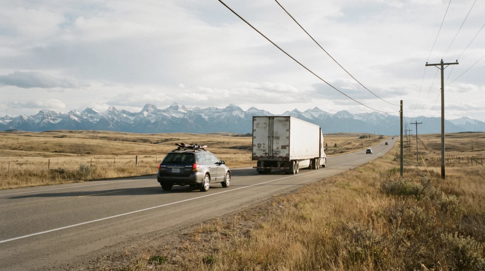 The Trans-Canada Highway climbing toward the Rocky Mountains, the main route for how to get to Banff from Calgary.