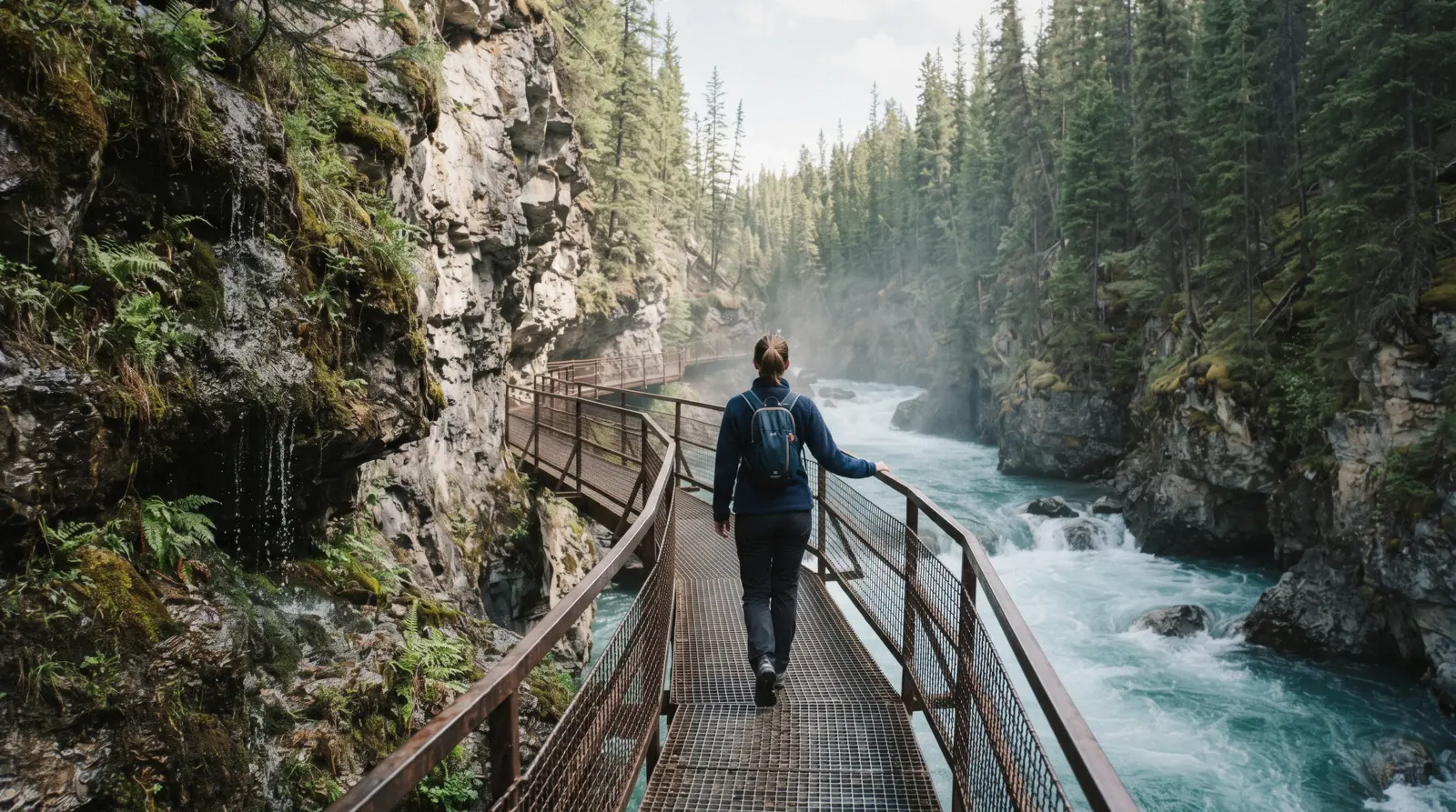 Johnston Canyon catwalk and Lake Louise on a half-day tour from Banff