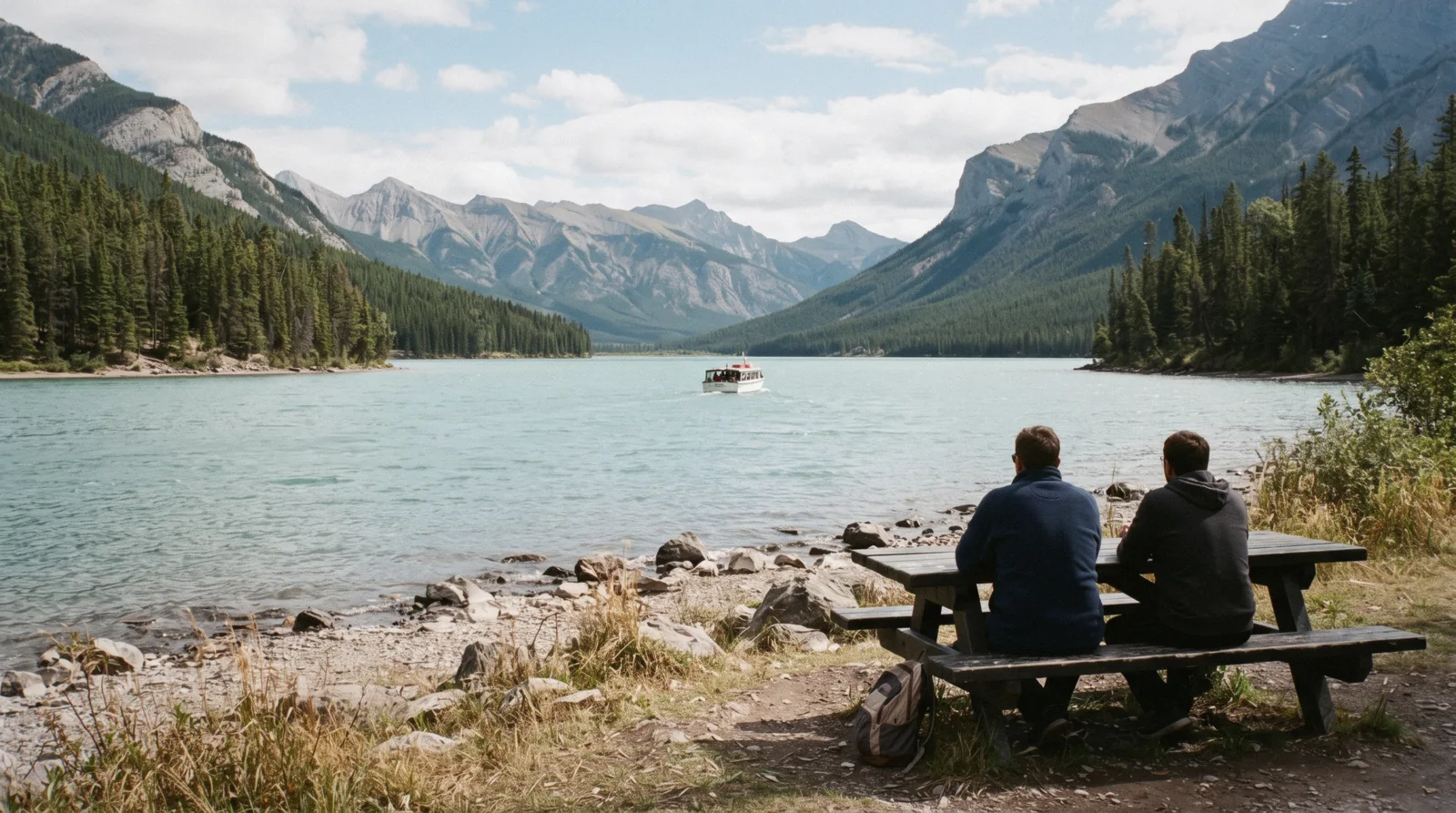 Lake Minnewanka shoreline in Banff National Park
