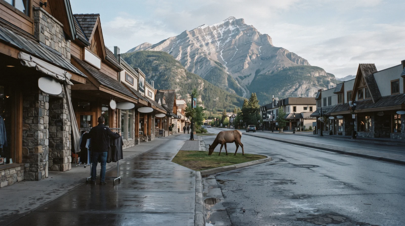 Elk grazing on a Banff lawn, a classic sight for anyone watching wildlife in Banff National Park